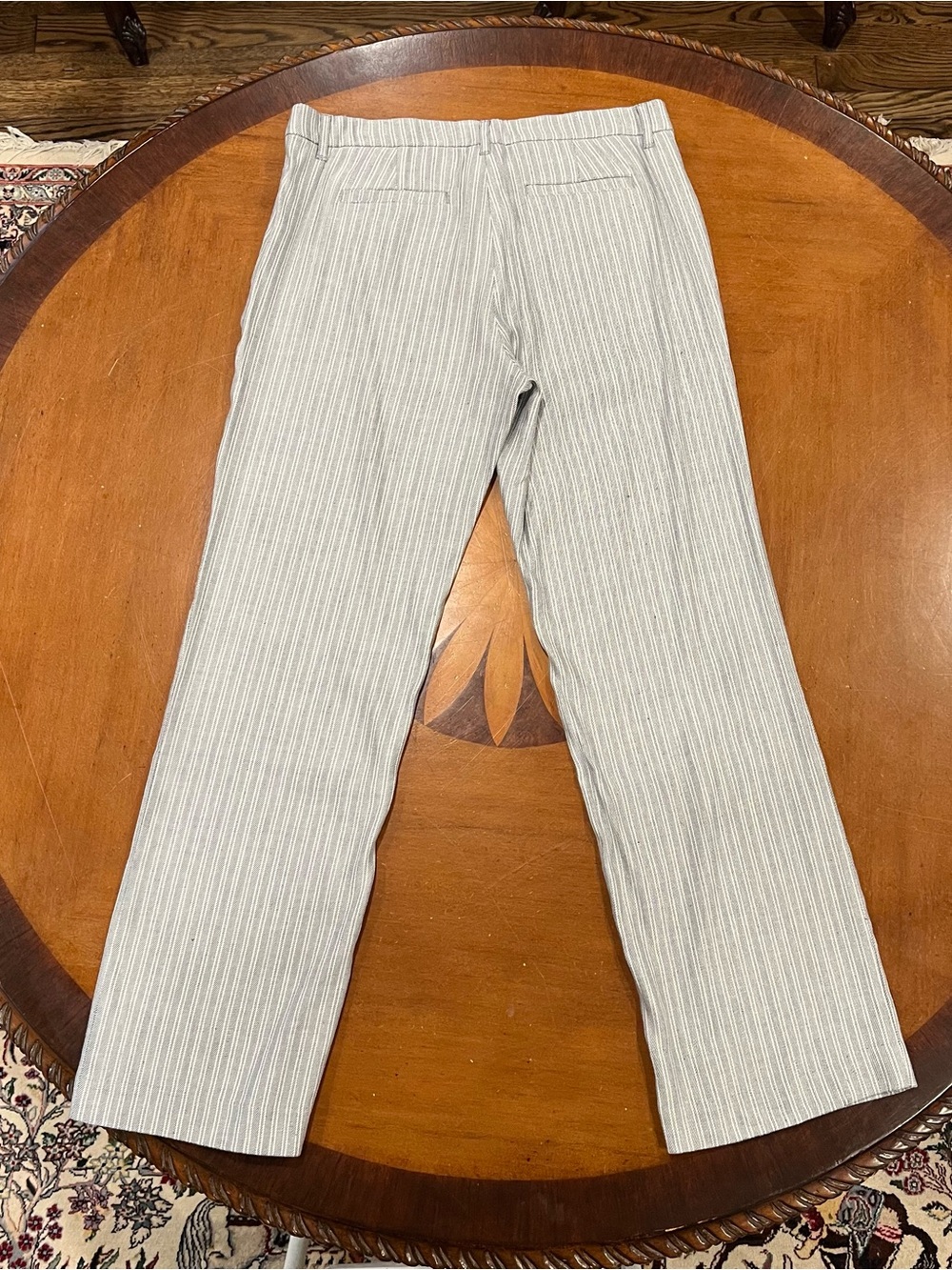 NWT $89 J.Jill Linen Stretch Wide Leg Trousers Granite Stripe 10 Mid-Rise - Picture 5 of 16